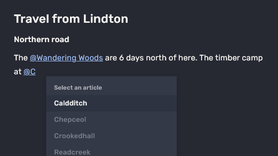 Mentions provide a quick way of linking your articles together